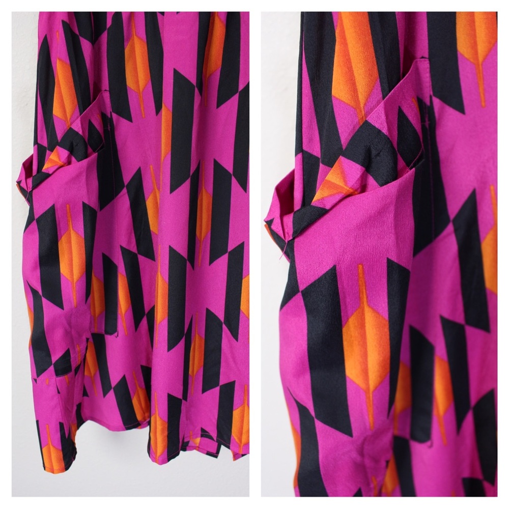 Bold Geometric Allen B. by Allen Schwartz Short Sleeved Cut Out Back Dress - Picture 4 of 14